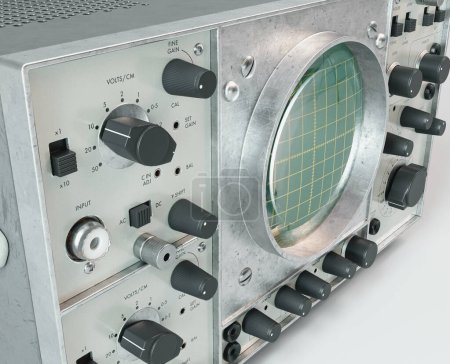 Téléchargez les photos : A vintage classic oscilloscope machine on an isolated background - 3D render - en image libre de droit
