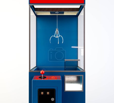 Foto de An empty arcade type claw grabber game on an isolated white background - 3D render - Imagen libre de derechos