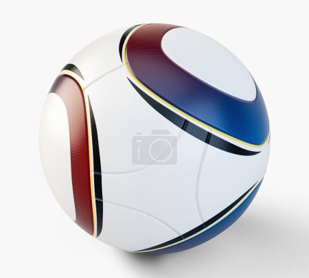Photo for A closeup concept of a white synthetic soccer ball in a modern shape with a textured surface - 3D render - Royalty Free Image