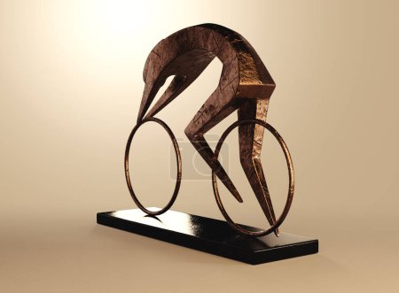 Photo for An abstract minimalist casting of a cyclist in a racing pose on an isolated background - 3D render - Royalty Free Image