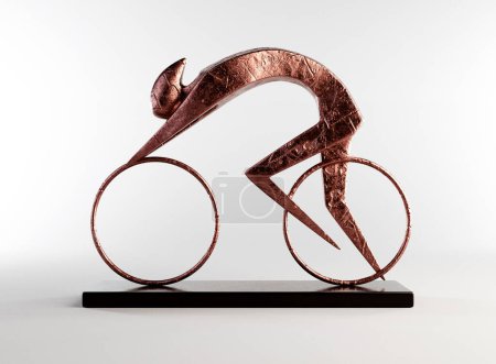 Photo for An abstract minimalist casting of a cyclist in a racing pose on an isolated background - 3D render - Royalty Free Image