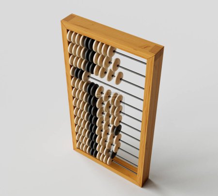 A vintage accounting abacus on an isolated white studio background - 3D render