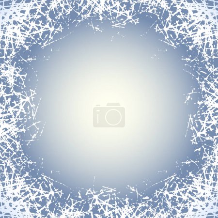 Foto de Ice crystals frame. Border with frosted patterns on freeze winter window. Holiday jpeg illustration. - Imagen libre de derechos