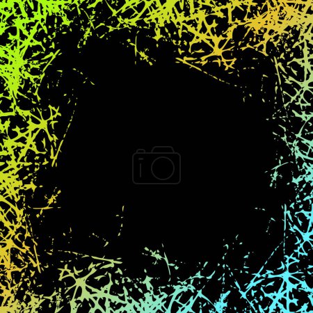 Foto de Modern frame in grunge design. Empty graphic border with multicolor scraping effect on black. Jpeg illustration. - Imagen libre de derechos