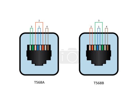 Ilustración de Estándares de cableado Ethernet UTP. vector - Imagen libre de derechos