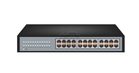 Téléchargez les illustrations : Commutateur Internet avec 24 ports Ethernet, vecteur - en licence libre de droit