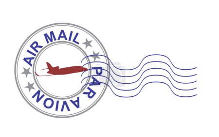Téléchargez les illustrations : Timbre postal aérien. illustration vectorielle - en licence libre de droit