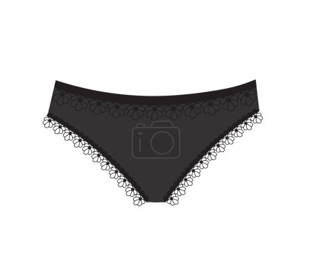 Illustration for Black lace woman panties. vector - Royalty Free Image