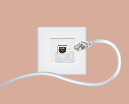 Illustration for Ethernet port and cable. vector - Royalty Free Image