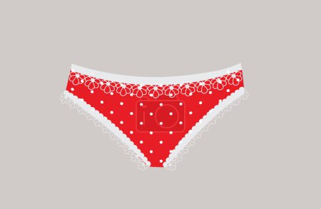 Illustration for Red lace woman panties. vector - Royalty Free Image