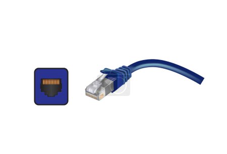 Ethernet port and cable. vector