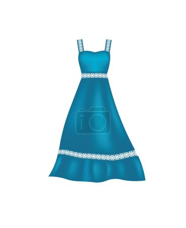Illustration for Blue dress with lace, vector - Royalty Free Image