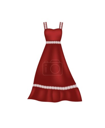 Illustration for Red dress with lace. vector - Royalty Free Image