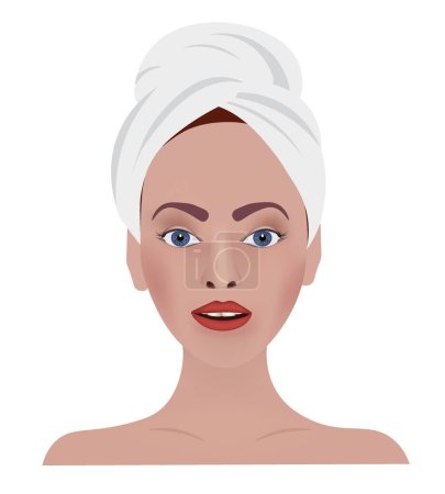 Illustration for Woman with wrapped towel. vector - Royalty Free Image