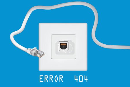 Téléchargez les illustrations : Port Ethernet et erreur de câble 404., vecteur - en licence libre de droit