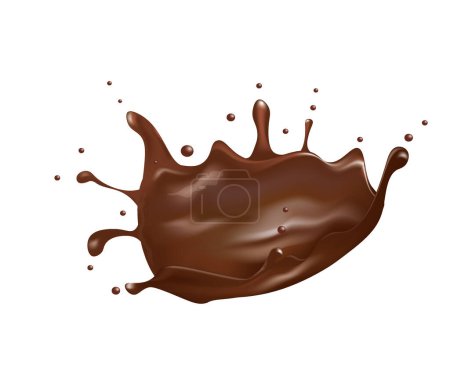 Téléchargez les illustrations : Éclaboussure de chocolat sur fond blanc. illustration vectorielle - en licence libre de droit