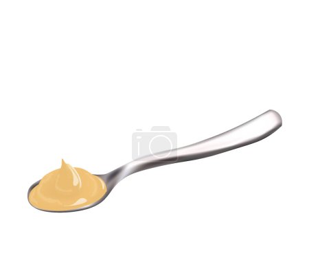 Illustration for Tablespoon with vanilla pudding, vector - Royalty Free Image