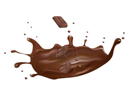 Téléchargez les illustrations : Éclaboussure de chocolat sur fond blanc. illustration vectorielle - en licence libre de droit