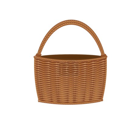 Empty wicker picnic basket, vector