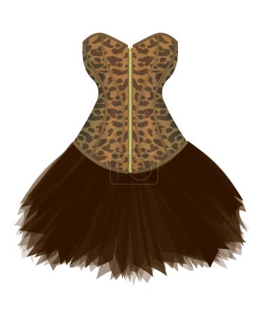 Illustration for Brown woman corset dress with leopard print - Royalty Free Image