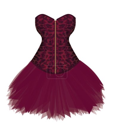 Illustration for Pink woman corset dress with leopard print, vector - Royalty Free Image