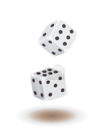 Illustration for White dices rolling. vector illustration - Royalty Free Image