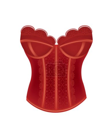 Illustration for Red corset with lace. vector illustration - Royalty Free Image