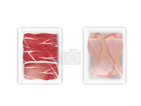 Pork and chicken package, vector illustration