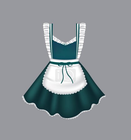 Green maid uniform, vector illustration