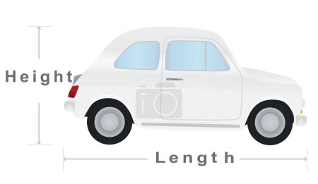 Téléchargez les illustrations : Icône dimensions de voiture. illustration vectorielle - en licence libre de droit