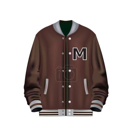 Realistic brown  baseball jacket, vector