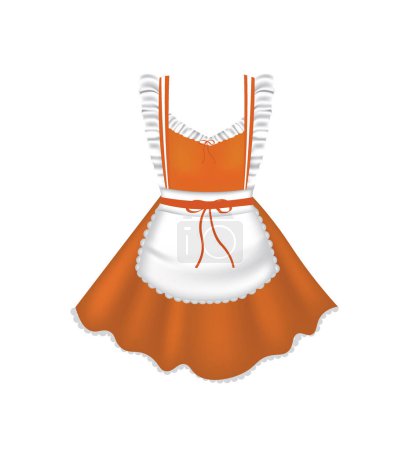 Orange maid uniform, vector illustration