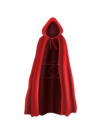 Red cloak realistic. vector illustration