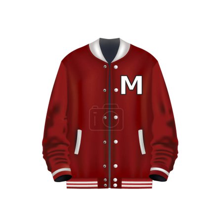 Realistic white and red baseball jacket, vector