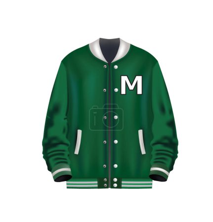 Green baseball jacket, vector illustration