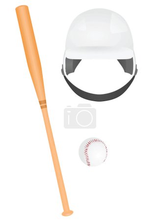Baseballset vorhanden. Schläger, Helm und Ball. Vektor