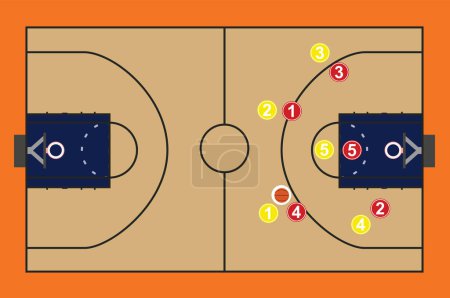 Basketball field tactics. vector illustration