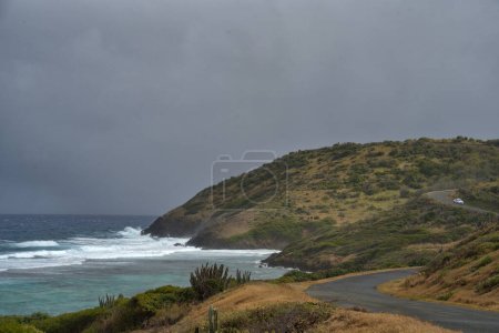 Stormy sea along the island of St Croix in the Virgin Islands