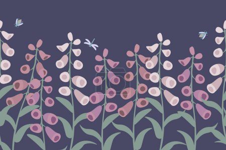 Téléchargez les illustrations : Foxglove motif vectoriel décoratif floral - en licence libre de droit