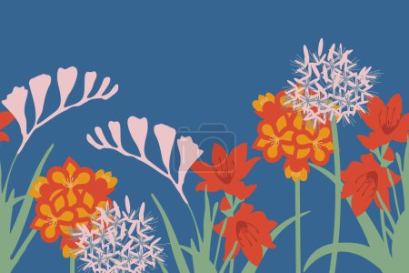 Illustration for South African flowers vector background - Royalty Free Image