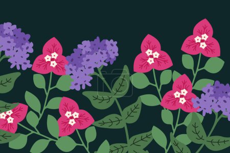 Ilustración de Sudamericana flores vector fondo heliotropo y buganvilla - Imagen libre de derechos