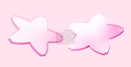 Téléchargez les illustrations : 3D Illustration of pink sakura flower shaped acrylic disk for presenting product isolated on light pink background. - en licence libre de droit