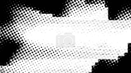 Monochromes Halbtonmuster illustriert den Hintergrund. Illustration des 2D-Layouts