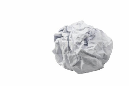 Foto de A piece of crumpled white paper isolated on white background. - Imagen libre de derechos