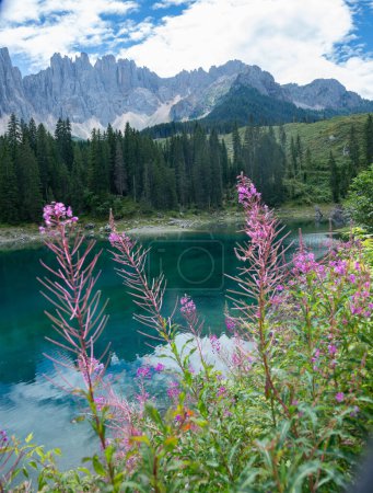 Téléchargez les photos : Lac alpin de Carezza en Val d'Ega - Bolzano - Tyrol du Sud - en image libre de droit