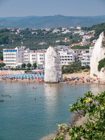 Photo for Vieste, Italy - 25 August 2023: panorama  of Vieste promenade - Royalty Free Image