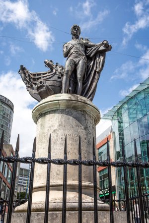 Photo for Statue of Horatio Nelson outside the Bullring Shopping Mall in Birmingham, West Midlands, UK on 23 July 2023 - Royalty Free Image