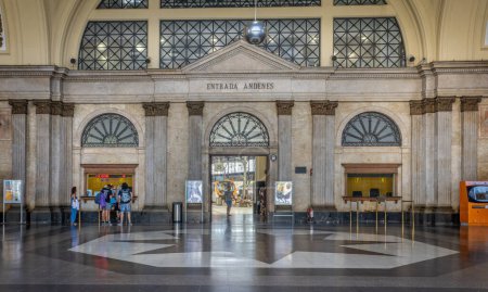 Photo for Entrance hall and ticket office in Barcelona Franca Railway Station in Barcelona, Spain on 28 August 2023 - Royalty Free Image