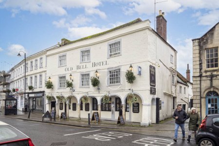 Photo for The Old Bell Hotel - 14th  Century Coaching Inn - in Warminster, Wiltshire, UK on 27 November 2023 - Royalty Free Image