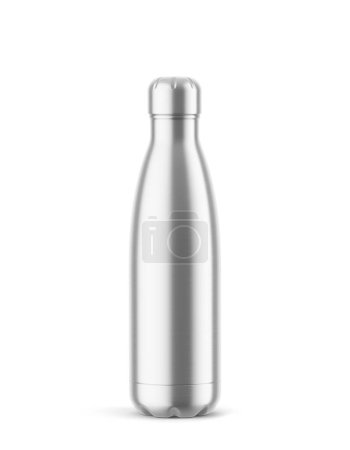 Foto de Metallic Thermos Bottle Mockup - 3D Illustration Isolated on White - Imagen libre de derechos